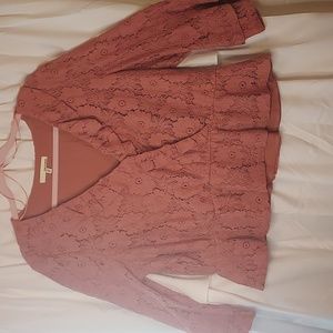 Lace Floral Peplum Blouse by JUNE & HUDSON